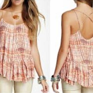 Free People Flowy tan and orange top